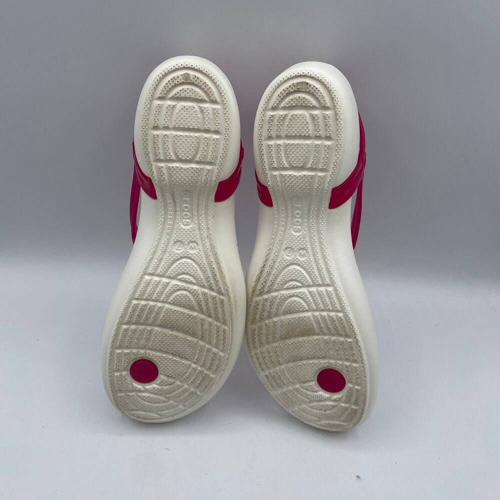 Crocs Isabella T-Strap Thong Sandals White Pink Comfort Slip On Womens 7 - Picture 8 of 8